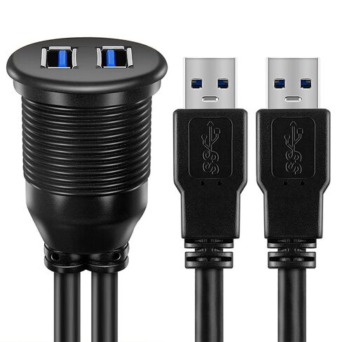 2 Ports USB 3.0 Extension Cable, Flush Mount Car Truck Boat Motorcycle Dashboard Panel Adapter-3 Feet in Saudi Arabia