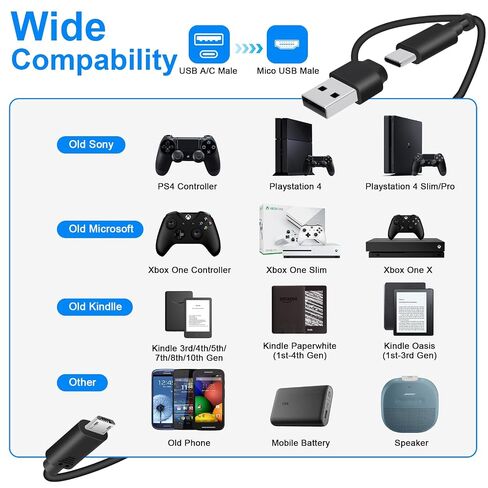 EGK 5ft USB C to Micro USB Cable with USB Adapter in Saudi Arabia