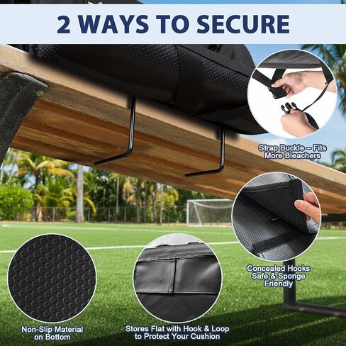 Romswi 2 Pack Wide Backpack Reclining Stadium Seat with Armrests, 6 Adjustable Angle & Hidden Hooks, Bleacher Chair with Padded Backpack Straps & Multiple Pockets for Outdoor (21in) in Kuwait