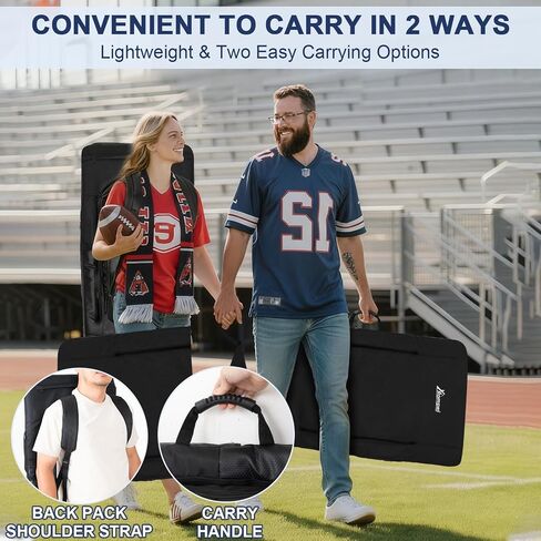 Romswi 2 Pack Wide Backpack Reclining Stadium Seat with Armrests, 6 Adjustable Angle & Hidden Hooks, Bleacher Chair with Padded Backpack Straps & Multiple Pockets for Outdoor (21in) in Kuwait