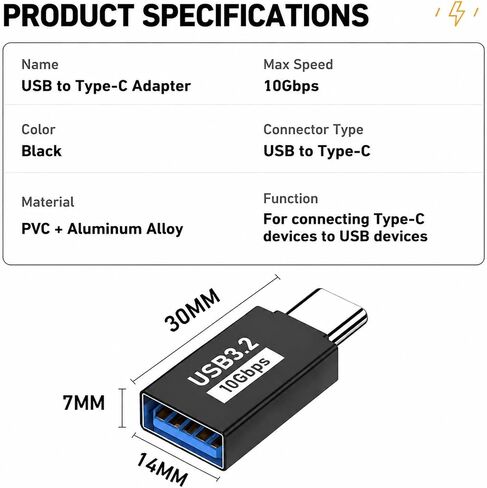 USB 3.2 to USB C Adapter 4-Pack,10Gbps High-Speed Type-C to USB-A Converter in Kuwait