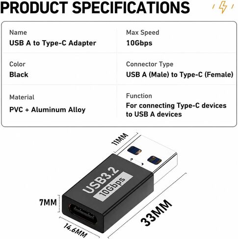 USB 3.2 to USB C Adapter 4-Pack,10Gbps High-Speed Type-C to USB-A Converter in Kuwait
