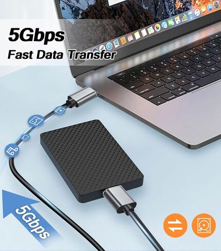 5 Gbps Micro B to USB C Hard Drive Cables, 1.5FT USB C to USB 3.0 Micro B, External Hard Drive Cable Compatible with MacBook Pro/Air, iPad/Tablet, iPhone, WD Seagate etc in Kuwait