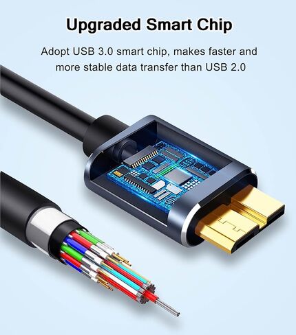 5 Gbps Micro B to USB C Hard Drive Cables, 1.5FT USB C to USB 3.0 Micro B, External Hard Drive Cable Compatible with MacBook Pro/Air, iPad/Tablet, iPhone, WD Seagate etc in Kuwait
