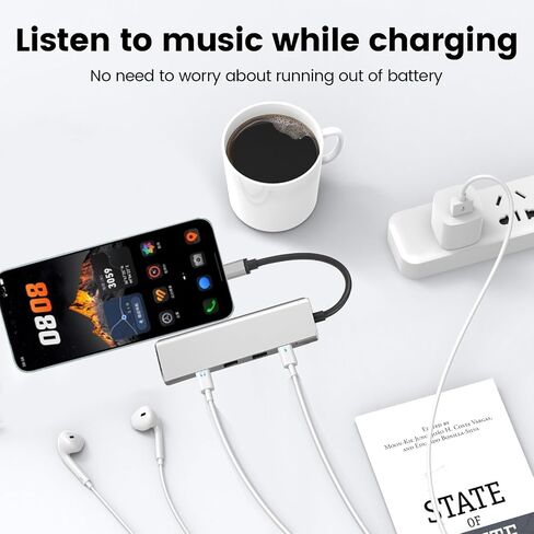 USB C Splitter, USB C OTG Adapter,Audio/Data/Video/Charger Adapter with PD 100W for Laptop, iPad Pro, iPad Air 6/5, MacBook, iPhone, Galaxy More in Kuwait
