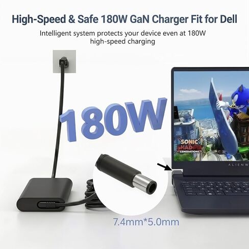 180W GaN Laptop Charger Fit for Dell Alienware 16 16x Aurora AC 15 DA in Saudi Arabia