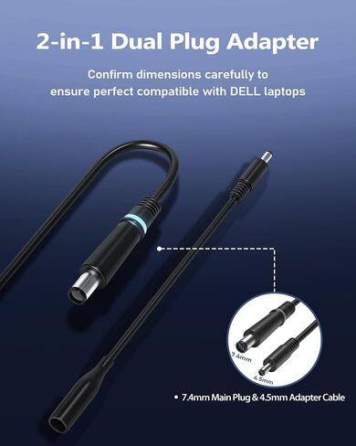 130W Laptop Charger Compatible with Dell G3 G5 XPS 15 7590 9530 9550 9560 9570 Inspiron14 15 16 Plus 7420 7430 7440 7501 7510 7610 7620 7630 7640 7559 Precision 5510 5520 5530 5540 M20 M60 M70 in Saudi Arabia