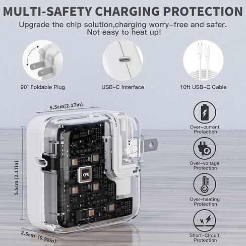 شاحن MacBook، كابل USB C إلى C بطول 10 أقدام مع محول طاقة USBC PD بقدرة 30 وات in Kuwait