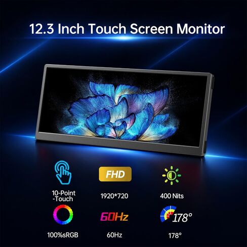 12.3" Stretched Bar Touch Monitor for PC Case AIDA64 Sensor Panel in Kuwait