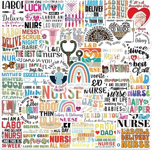 50 PCS Labor and Delivery Nurse Stickers,L&D Nurse Gifts,OBGYN Gifts,Waterproof Vinyl Stickers for Laptops,Water Bottles,Scrapbooks,Phone,Perfect Gifts for Labor and Delivery Nurse,Maternal in Kuwait