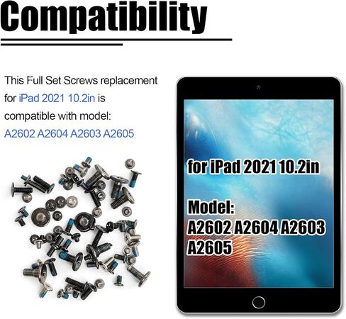 Full Screw Set Replacement for iPad 9 9th Gen 10.2 Inch 2021 - Complete Internal Screws Repair Kit with 3 Professional Screwdrivers - Compatible with Model A2602 A2604 A2603 A2605 in Saudi Arabia