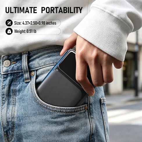 Portable Charger with Built-in Wall Plug and Cables, 22.5W Fast Charging Power Bank, USB-C and Lightning Cables, 4-Device Travel Battery Pack for iPhone, Samsung and iPad in Kuwait