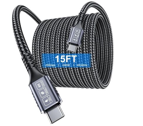 15FT USB C to USB C Cable, 240W Fast Charging, 20Gbps Data, 4K Video in Kuwait