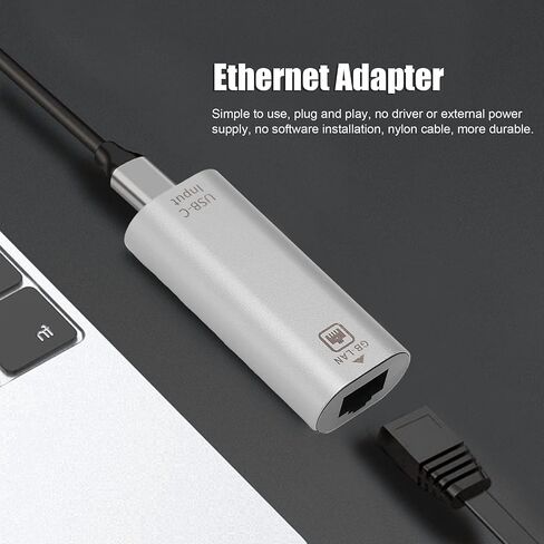 USB C Ethernet Adapter 1000Mbps Gigabit Aluminum RJ45 to USB C Adapter Plug and Play, Compatible with Laptop Tablet Phone, Nylon Cable for Stable Connection in Kuwait