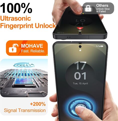 MOHAVE عبوتان لهاتف Samsung Galaxy S25 Ultra واقي شاشة مضاد للانعكاس [رقم 1 مقاوم للكسر] زجاج مقسى مضاد للوهج 10H 25Ultra 6.9 بوصة [سهل التركيب] فتح بصمة الإصبع بالموجات فوق الصوتية بنسبة 100% in Kuwait