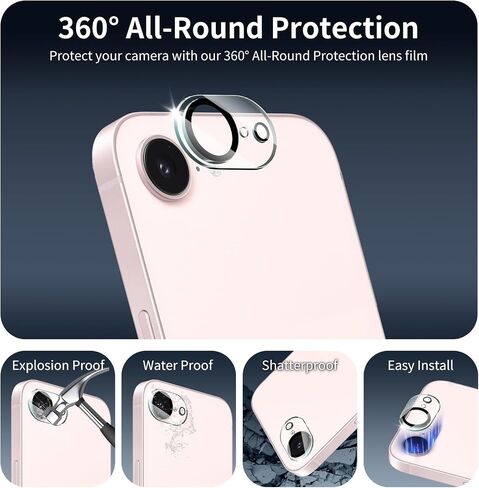 2+2-Pack Anti-Blue Light Tempered Glass Screen Protector & Camera Lens Protector for iPhone 17e/16e, Eye Protection, Gradient Colorful, 9H Hardness, HD, Anti-Scratch, Bubble Free, Case Friendly in Kuwait