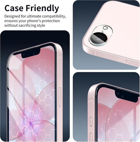 2+2-Pack Anti-Blue Light Tempered Glass Screen Protector & Camera Lens Protector for iPhone 17e/16e, Eye Protection, Gradient Colorful, 9H Hardness, HD, Anti-Scratch, Bubble Free, Case Friendly in Kuwait