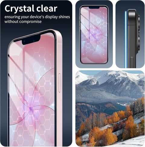 2+2-Pack Anti-Blue Light Tempered Glass Screen Protector & Camera Lens Protector for iPhone 17e/16e, Eye Protection, Gradient Colorful, 9H Hardness, HD, Anti-Scratch, Bubble Free, Case Friendly in Kuwait