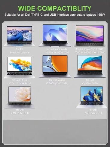 شاحن الكمبيوتر المحمول 165 وات 28 فولت 5.893A GAN USB C مناسب للدقة 5690 5680 3581 in Kuwait