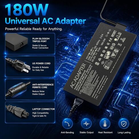 180W Laptop Charger Compatible with ASUS ROG Zephyrus G14 2024 GA403UI GA403UV, TUF Gaming A14 FA401WV, ProArt PX13 HN7306WV, 20V 9A Rectangle Conn Power Supply Adapter Cord in Saudi Arabia