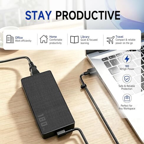 180W Laptop Charger Compatible with ASUS ROG Zephyrus G14 2024 GA403UI GA403UV, TUF Gaming A14 FA401WV, ProArt PX13 HN7306WV, 20V 9A Rectangle Conn Power Supply Adapter Cord in Saudi Arabia