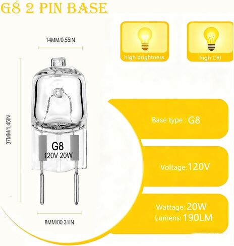 6912A40002J لمبة إضاءة فرن الميكروويف 120 فولت 50 وات G8 مصباح هالوجين بقاعدة، بديل لأجزاء فرن الميكروويف LG Kenmore in Kuwait