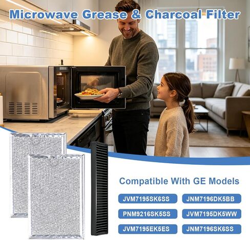 3 Pack Microwave Grease & Charcoal Filter Kit, Compatible with GE Model in Saudi Arabia