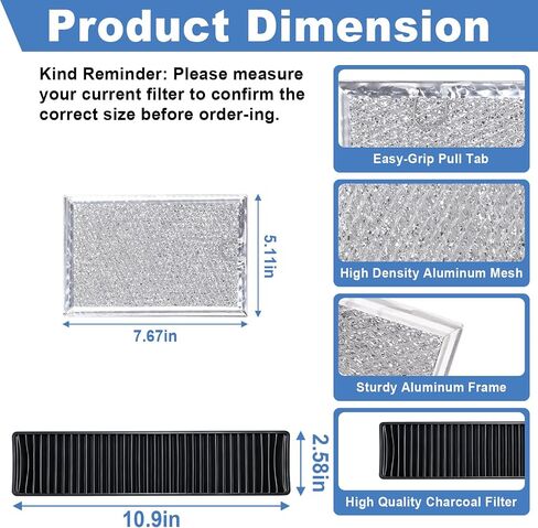 3 Pack Microwave Grease & Charcoal Filter Kit, Compatible with GE Model in Saudi Arabia