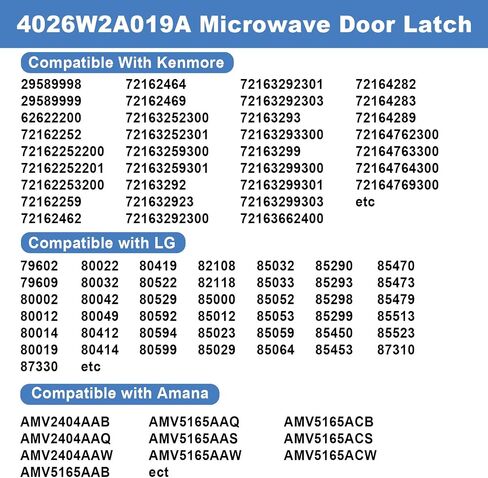 4026W2A019A Microwave Door Latch Assembly, Replaces AP4436742 PS3522838 in Saudi Arabia