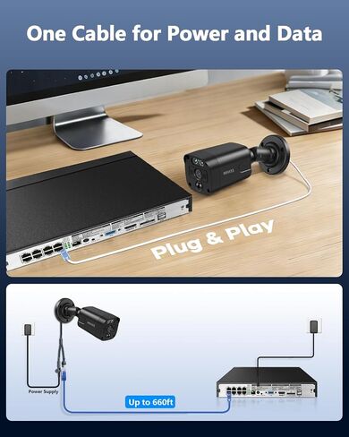 OOSSXX 4K 8MP Add-On PoE Security Camera for PoE NVR Systems in Kuwait