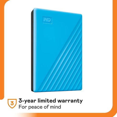 WD 1TB My Passport, Portable External Hard Drive, Blue, backup software with defense against ransomware, and password protection, USB 3.1/USB 3.0 compatible - WDBYVG0010BBL-WESN in Kuwait