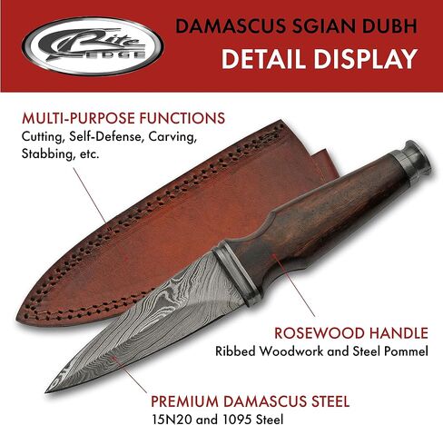 "SZCO Supplies 9.5"" Rosewood Handle Damascus Steel Scottish Dirk Knife with Sheath", brown (Dm-1263) in Saudi Arabia