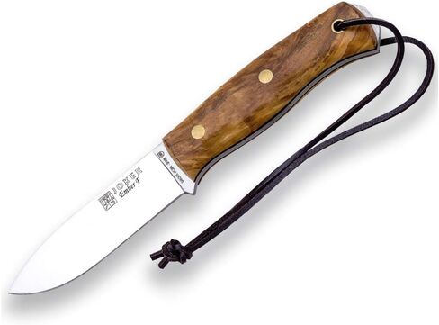 Joker Survival Knife CO123-P Ember Flat, 4.13 inches Blade of SANDVIK 14C28N Steel, Black Leather Sheath includes, Paracord 550 Included, Tool for Fishing, Hunting, Camping and Hiking (Olive Wood, Leather Sheath + FireStarter) in Saudi Arabia