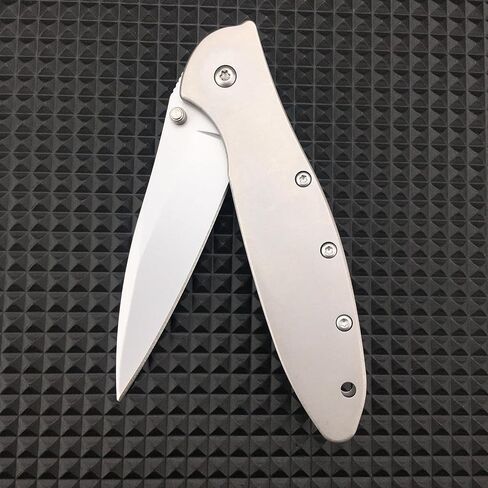 7-Inch Folding Pocket Knife, Assisted Knife with Frame Lock and Pocket Clip,8Cr13Mov Blade and T6 Aeronautical aluminium Handle, Camping Survival Hiking Knife (silvery) in Kuwait