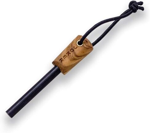 Joker Survival Knife CO123-P Ember Flat, 4.13 inches Blade of SANDVIK 14C28N Steel, Black Leather Sheath includes, Paracord 550 Included, Tool for Fishing, Hunting, Camping and Hiking (Olive Wood, Leather Sheath + FireStarter) in Saudi Arabia