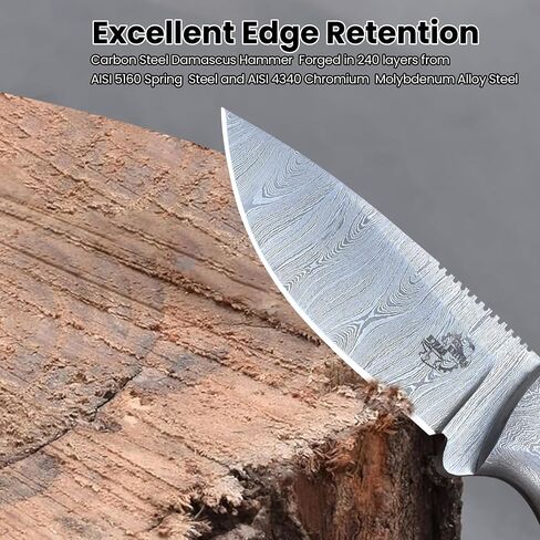 Knives Ranch Fixed Blade EDC – Damascus Steel Hunting Knife – Full Tang Ranch Knife – Ram’s Horn Handle – Cowboy Style Horizontal Carry Sheath (2111-RH) in Saudi Arabia