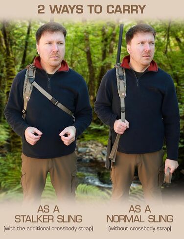 Stalker Rifle Sling with Swivels | Comfortable Neoprene Padded Gun Strap with Bullet Holders | Adjustable, Non-Slip Crossbow Strap | Secures Your Gun on Your Back | Hands-Free Convenience - Camo in Saudi Arabia