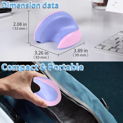 Wireless Mouse Ergonomic Vertical Mouse with Bluetooth & 2.4GHz USB Receiver 3 Buttons Rechargeable Silent Portable Optical USB Cordless Mice for Laptop PC Desktop Tablet Kids Adults Gifts (Purple) in Saudi Arabia