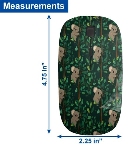 Planetar Koalas Eucalyptus Lush Pattern, USB Optical Wireless Mouse, Ergonomic Slim Desktop Laptop Mice for Kids in Saudi Arabia