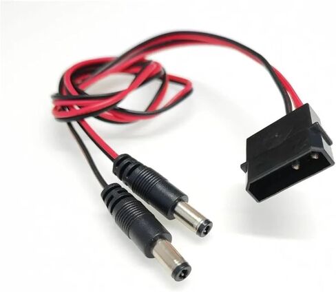 IDE Molex Male to Or 2-Port DC 5.5mm X 2.1mm 5.5x2.1 Converter Adapter Power Supply Cable 12V 18AWG Wire 50cm(IDE to One DC) in Saudi Arabia