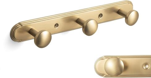 Goo-Ki Champagne Bronze Coat Rack Wall Mount with Orbit Rim Backplate, Modern Heavy Duty Zinc Coat Hooks, Soft Gold Hat and Towel Hanger Rail for Entryway, Bathroom and Mudroom (5 Hooks) in Saudi Arabia