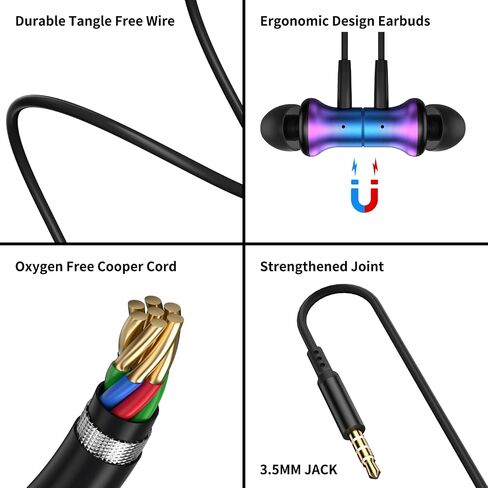 3.5mm Earbuds Magnetic Wired Earphone for Moto G Play Stylus Power Computer in Kuwait