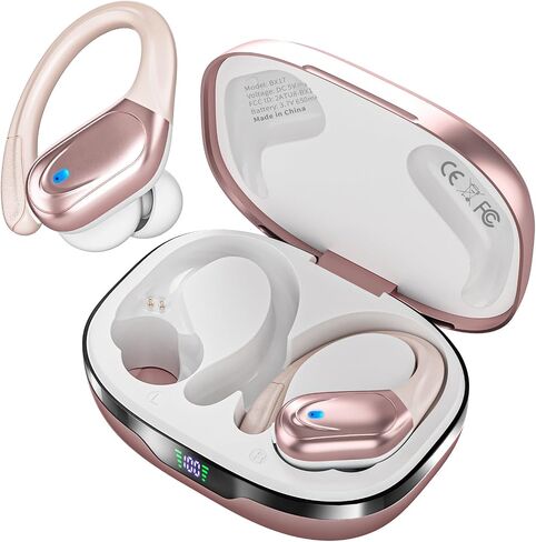 Wireless Earbuds Bluetooth Headphones 80hrs Playback Ear Buds Power Display with Noise Canceling Mic with Earhooks for Sports/Workout/Running in Kuwait