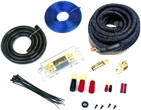 1/0 Gauge AWG 100% OFC Copper Red Snakeskin Braided Sleeving Amplifier Wiring Install Kit 5000 Watts in Kuwait