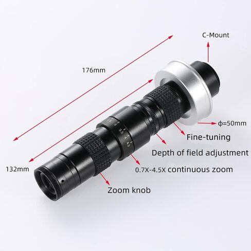 Industrial Electronic Video Microscope Camera Lens 0.7X-4.5X Continuous Zoom Large Depth of Field Adjustment Magnifying Glass in Kuwait