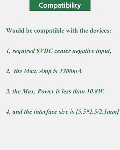 9V DC Power Adapter 1.2A Power Supply Center Negative, DC 9V Power Cord in Kuwait