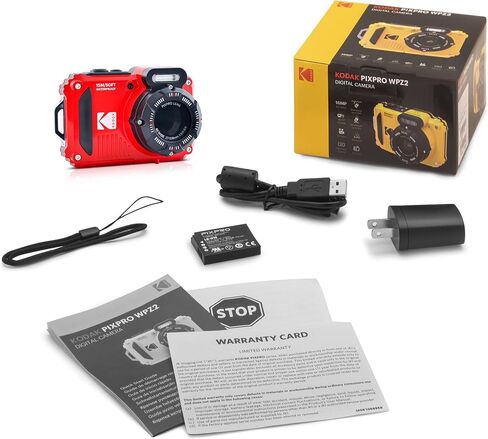 كاميرا Kodak PIXPRO WPZ2 متينة مقاومة للماء والصدمات والغبار واي فاي رقمية 16 ميجابكسل 4X زووم بصري 1080 بيكسل كاميرا تسجيل فيديو عالية الدقة 2.7 بوصة LCD (أحمر) + بطاقة ومحول 32 جيجابايت + حافظة بطاقات in Kuwait