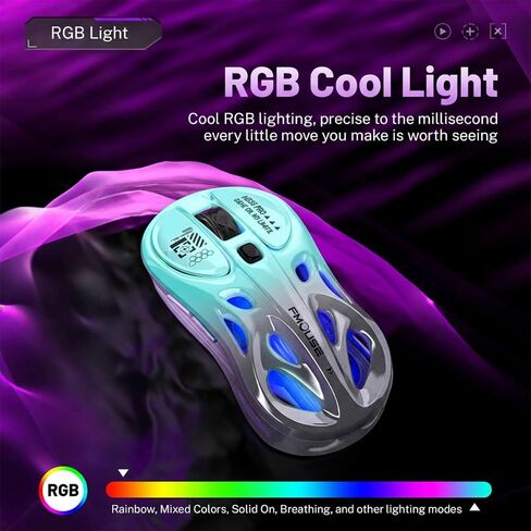 M235 Wireless Gaming Mouse, 65g Ultra-Lightweight, Hollowed-Out Sports Car Design, 4800 DPI, Tri-Mode (2.4G/BT/Wired), 8 Programmable Buttons, RGB Lighting, 1000Hz Polling Rate (Seafoam Gray) in Kuwait