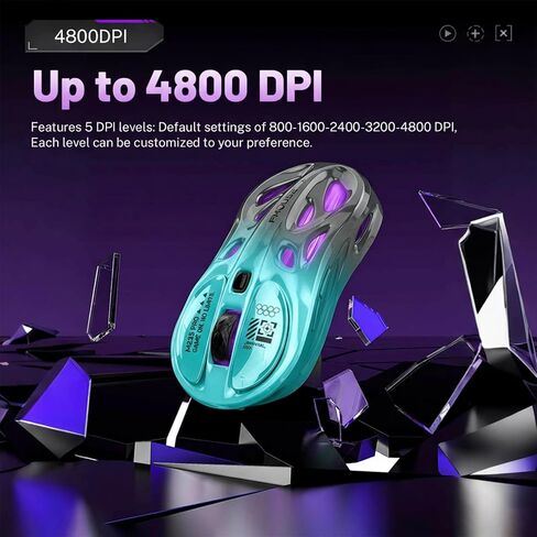 M235 Wireless Gaming Mouse, 65g Ultra-Lightweight, Hollowed-Out Sports Car Design, 4800 DPI, Tri-Mode (2.4G/BT/Wired), 8 Programmable Buttons, RGB Lighting, 1000Hz Polling Rate (Seafoam Gray) in Kuwait