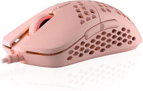 HK GAMING Mira S Ultra Lightweight Honeycomb Shell Wired RGB Gaming Mouse - Up to 12 000 cpi | 6 Buttons - 61g Only (Mira-S, Rose Quartz) in Kuwait